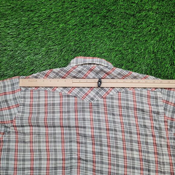 Vintage 70s Wrangler Plaid Western Pearl Snap Shirt XL 17.5  USA Dacron - Picture 8 of 11